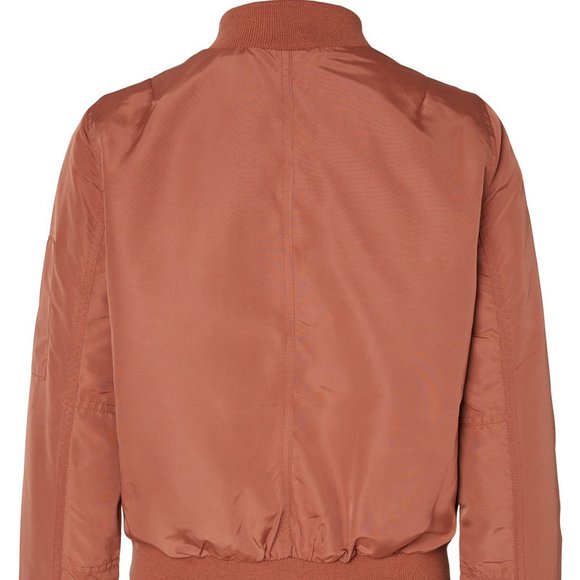 Vero Moda Women's Large Bomber Jacket in Cedar Wood Color, Full Zip Snap Pockets - Picture 2 of 5